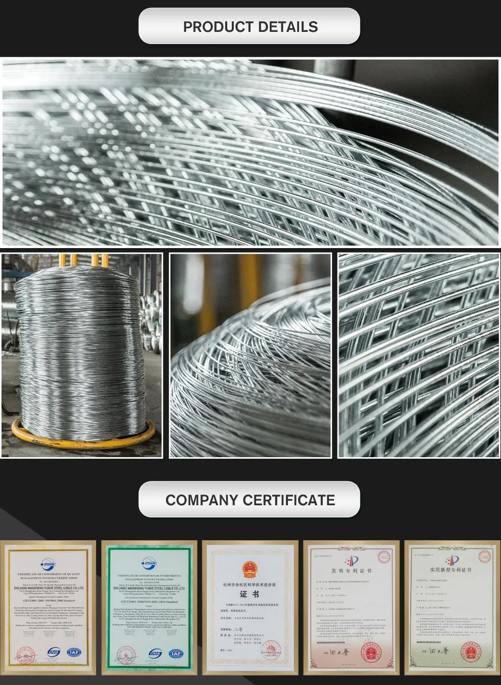 1.0-5.0mm ACSR Core Galvanized Steel Wire for Power Cable