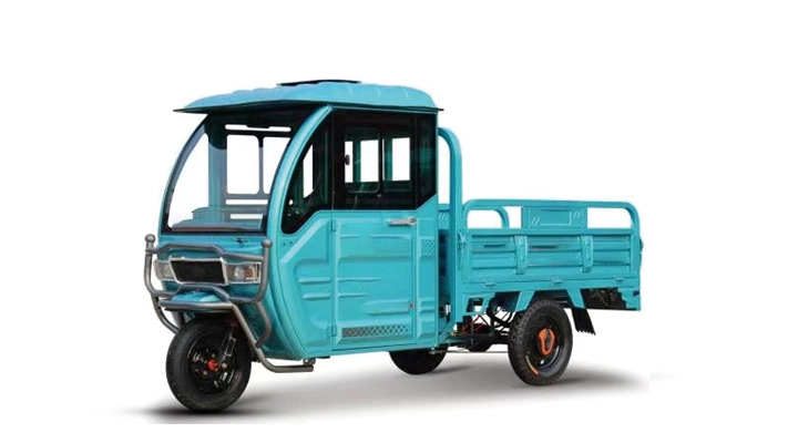 Electric Tricycle with Fully Enclosed Carriage Auxility Green Energy Battery Rugged Aluminum Alloy Body Electric Cargo Tricyclle