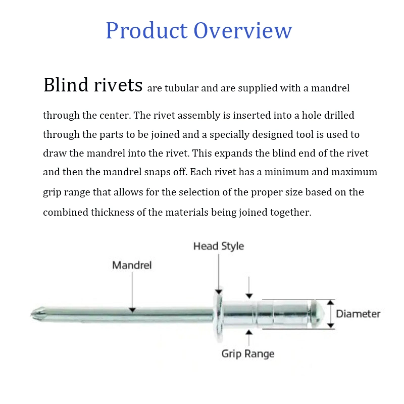 China Factory Wholesale Hardware Price DIN 7337 Waterproof Unigrip Threaded Rivet Cap Size Open Type End Aluminium Pop Blind Rivet